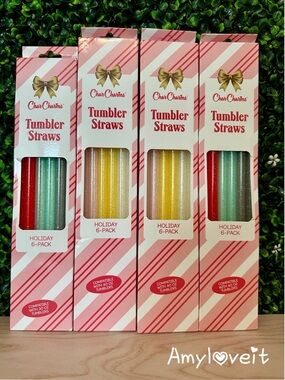 Char Charms Glitter Tumbler Straws 4 x 6 Packs #92